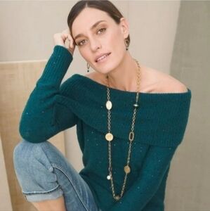 Chico's Touch Of Sparkle Sweater Cowl & Off Shoulder Black BNWT SO $90